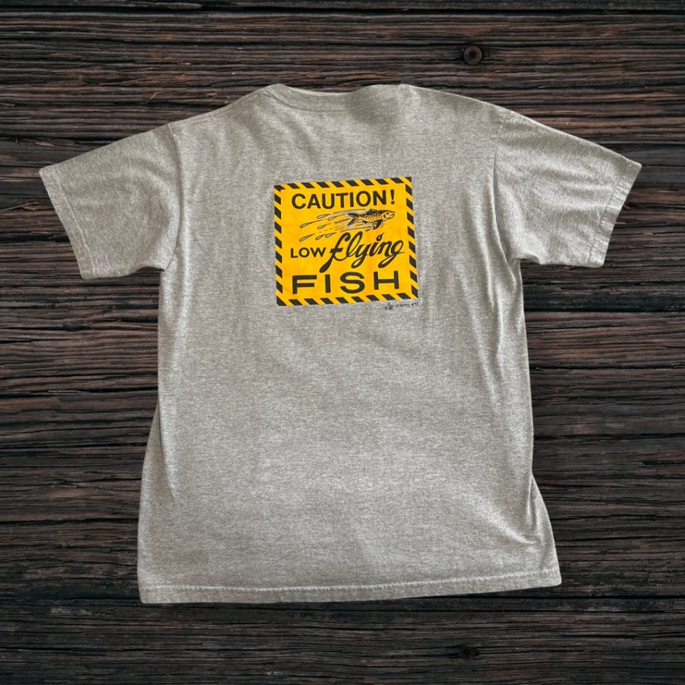 Vintage Seattle Pike Place Fish T Shirt Mens Low Flying Fish 1997 Double Sided